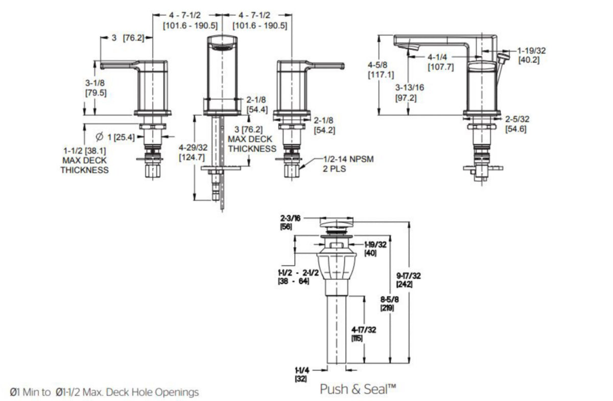 Pfister LG49-DAP - dimensions