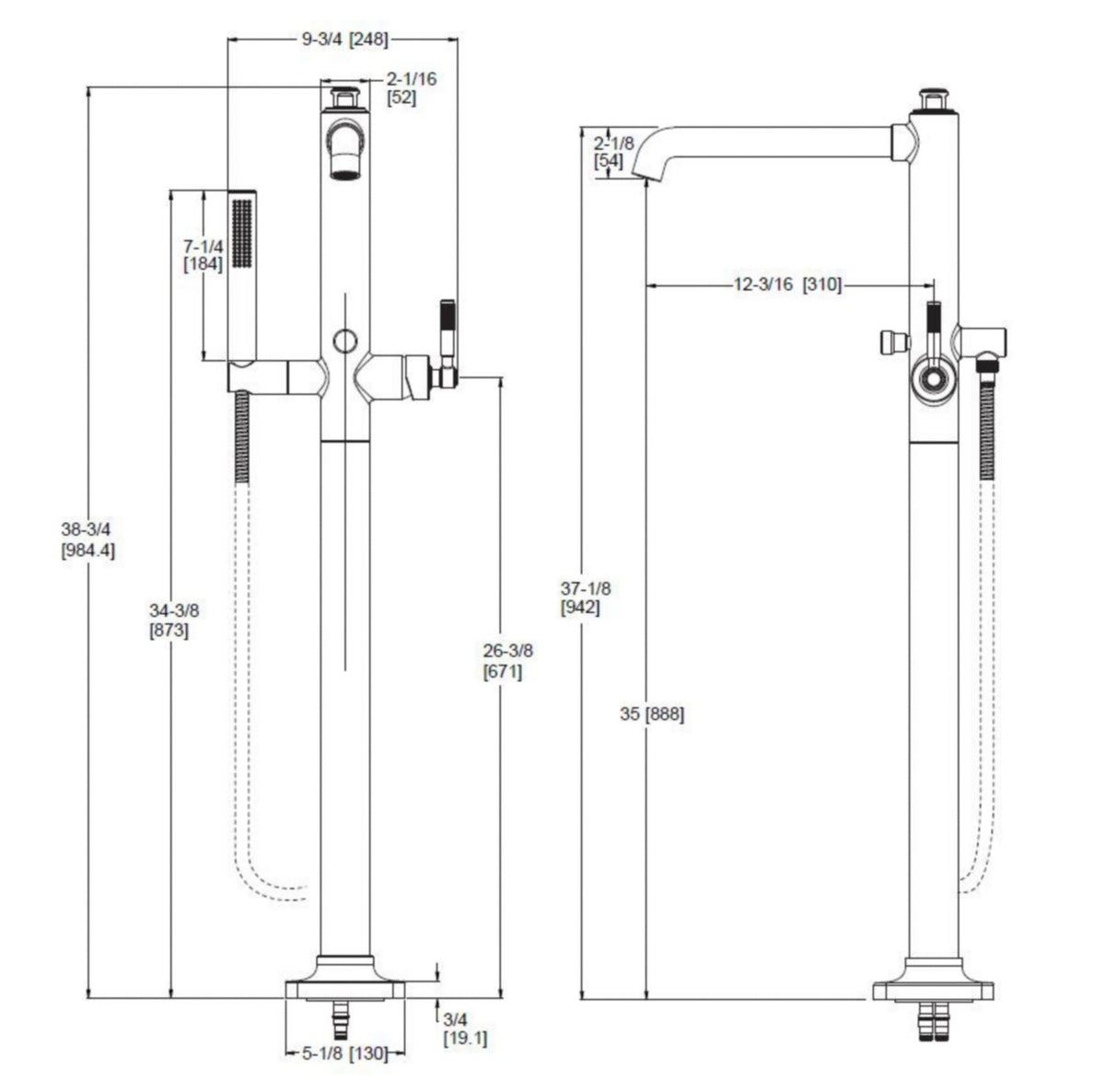 Pfister LG6-1HLS - dimensions