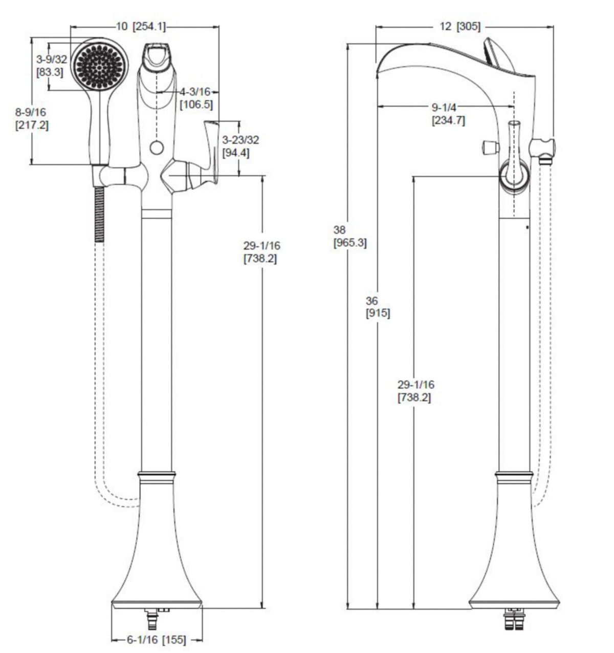 Pfister LG6-1RH1 - dimensions