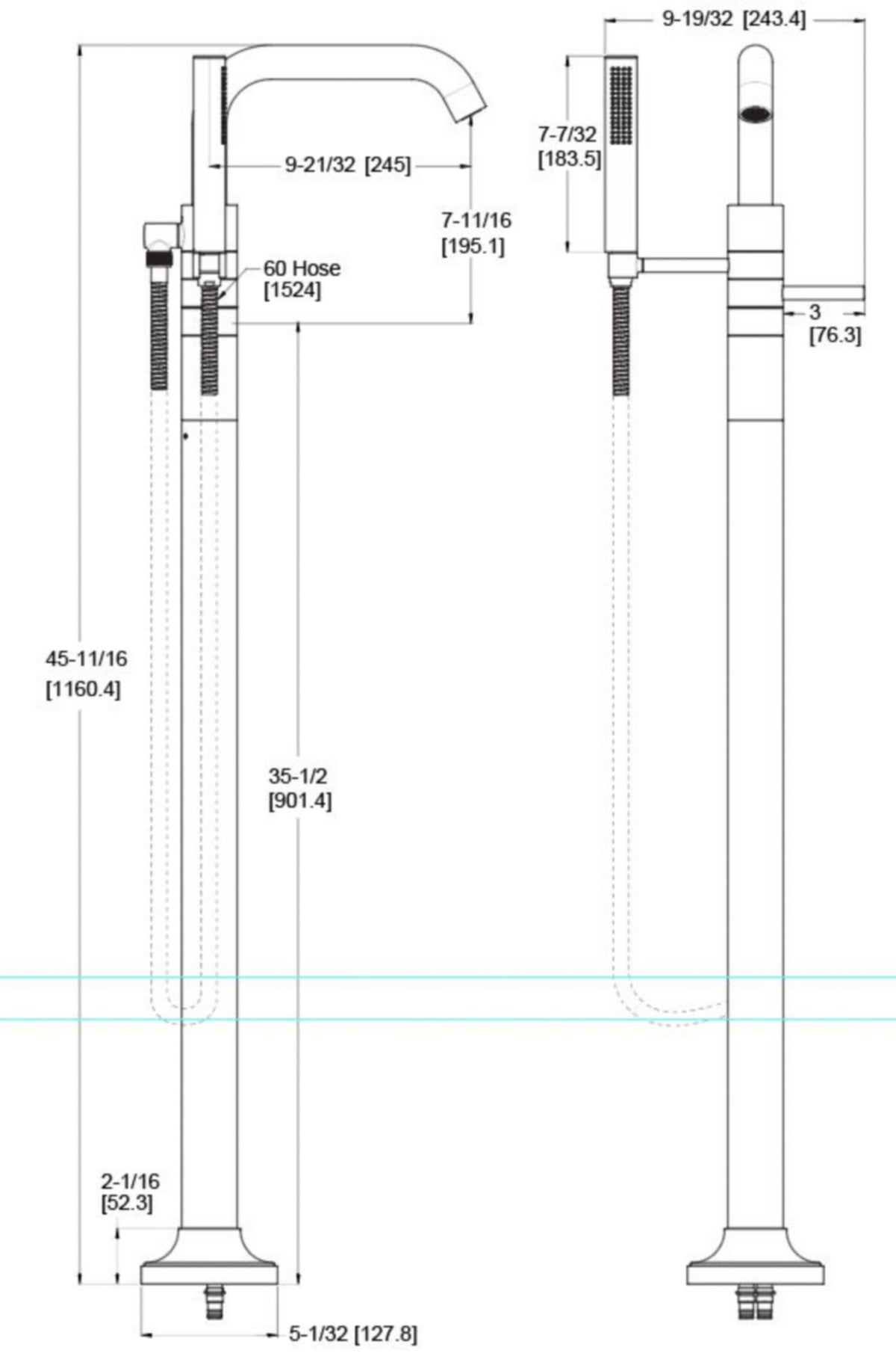 Pfister LG6-1TNT - dimensions