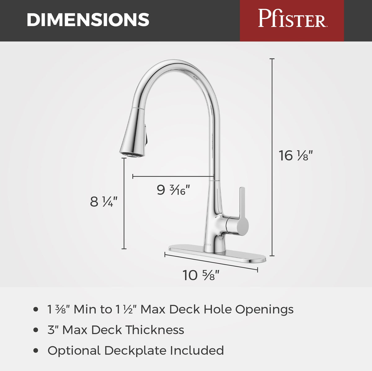 Pfister Pfirst Modern 1-Handle Pull-Down Kitchen Faucet in Polished Chrome - view 6