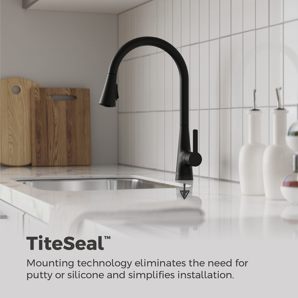 Pfister Pfirst Modern 1-Handle Pull-Down Kitchen Faucet in Spot Defense Matte Black - view 6