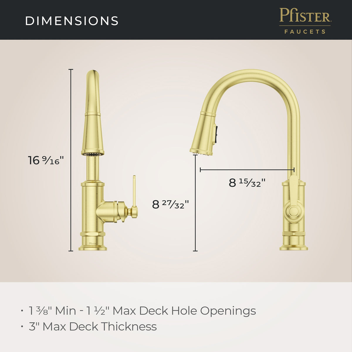 Pfister GT529-TDBG Brushed Gold - detail 1