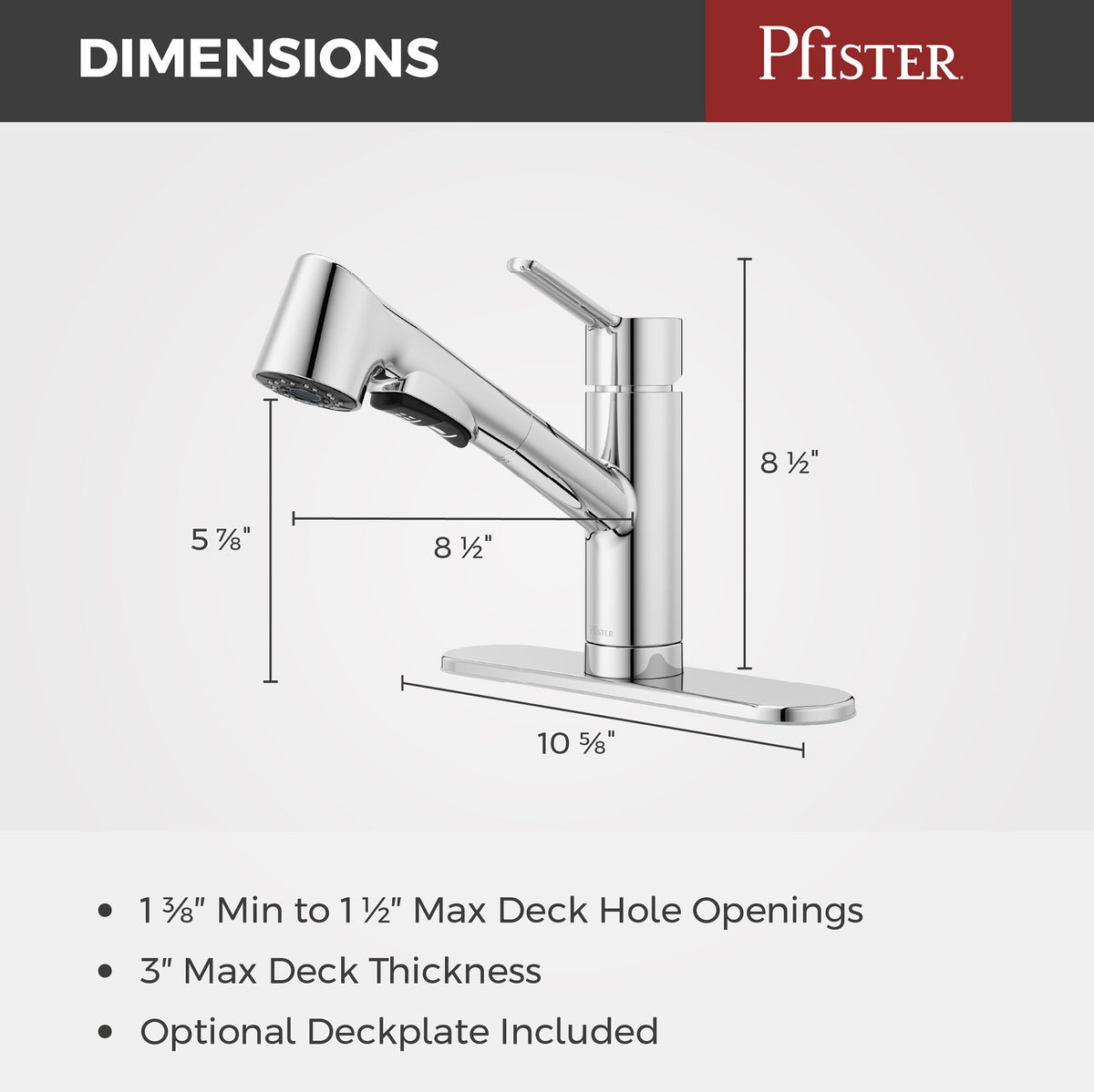 Pfister Pfirst Modern 1-Handle Pull-Out Kitchen Faucet in Polished Chrome - view 6