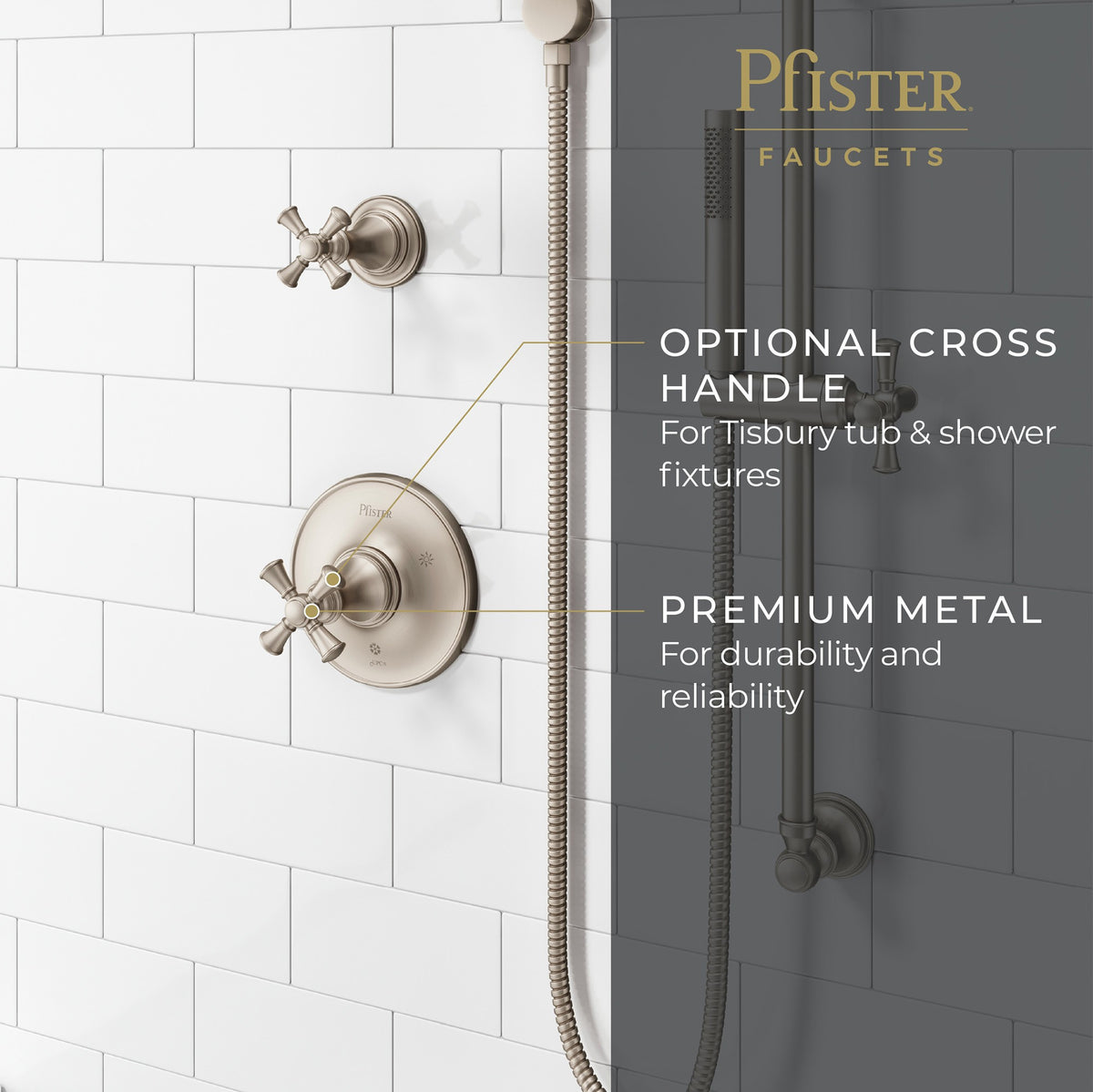 Pfister Tisbury Cross Handle Kit HHL-089TB in Brushed Nickel - view 3