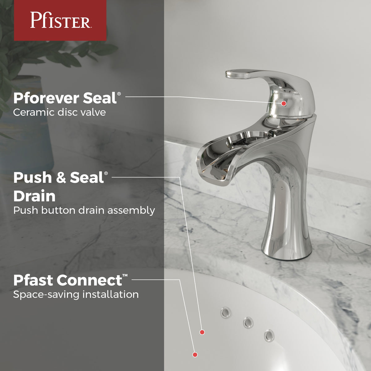 Pfister Jaida Single Control Bathroom Faucet in Polished Chrome - view 5