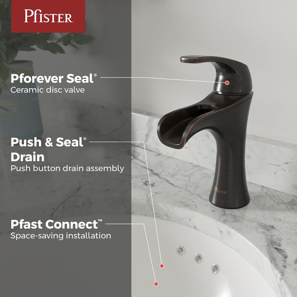 Pfister Jaida Single Control Bathroom Faucet in Tuscan Bronze - view 5