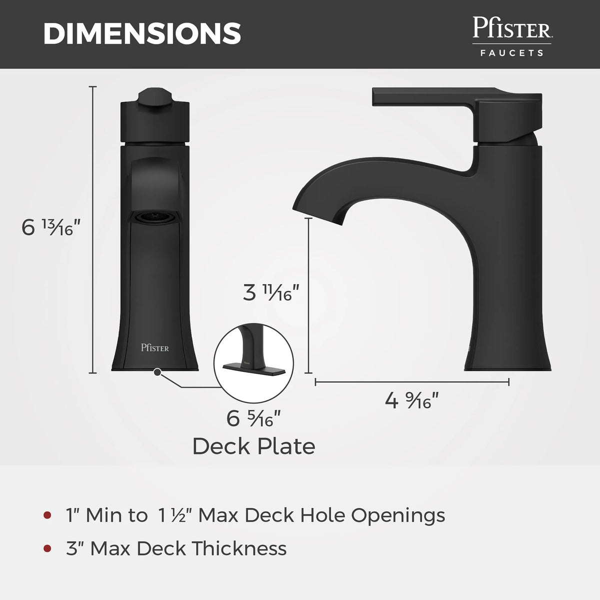 Pfister Vaneri Single Control Bathroom Faucet in Matte Black - view 3