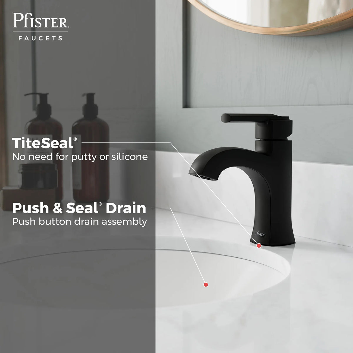 Pfister Vaneri Single Control Bathroom Faucet in Matte Black - view 4