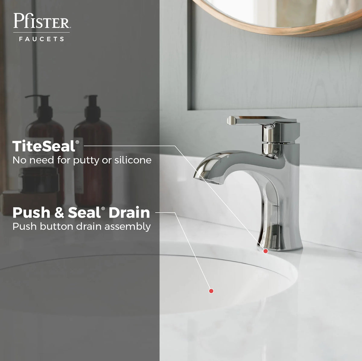 Pfister Vaneri Single Control Bathroom Faucet in Polished Chrome - view 2