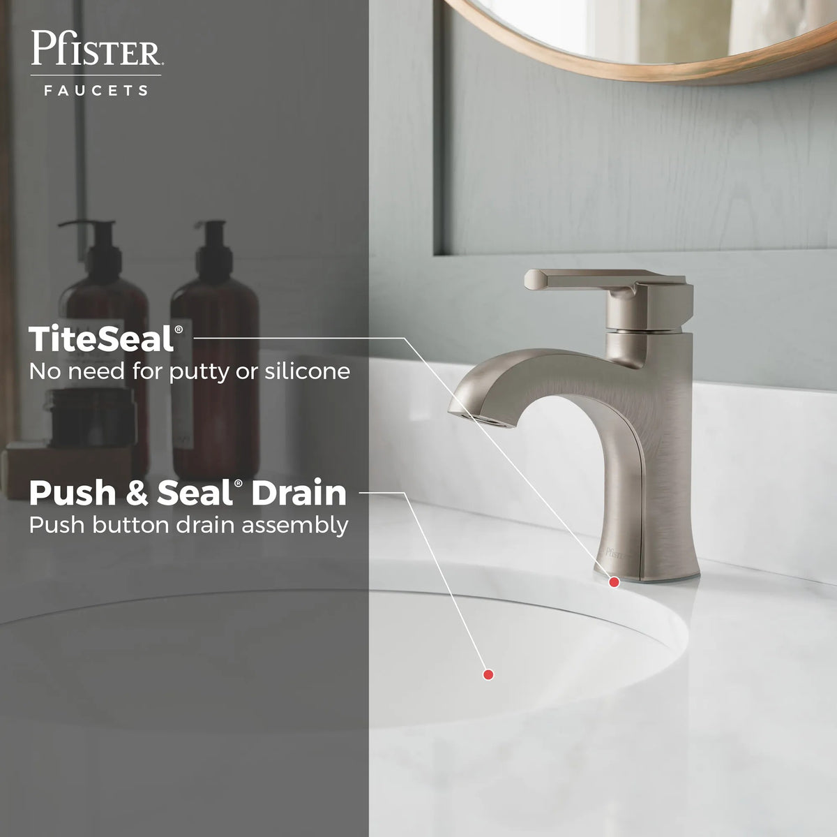 Pfister Vaneri Single Control Bathroom Faucet in Spot Defense Brushed Nickel - view 4