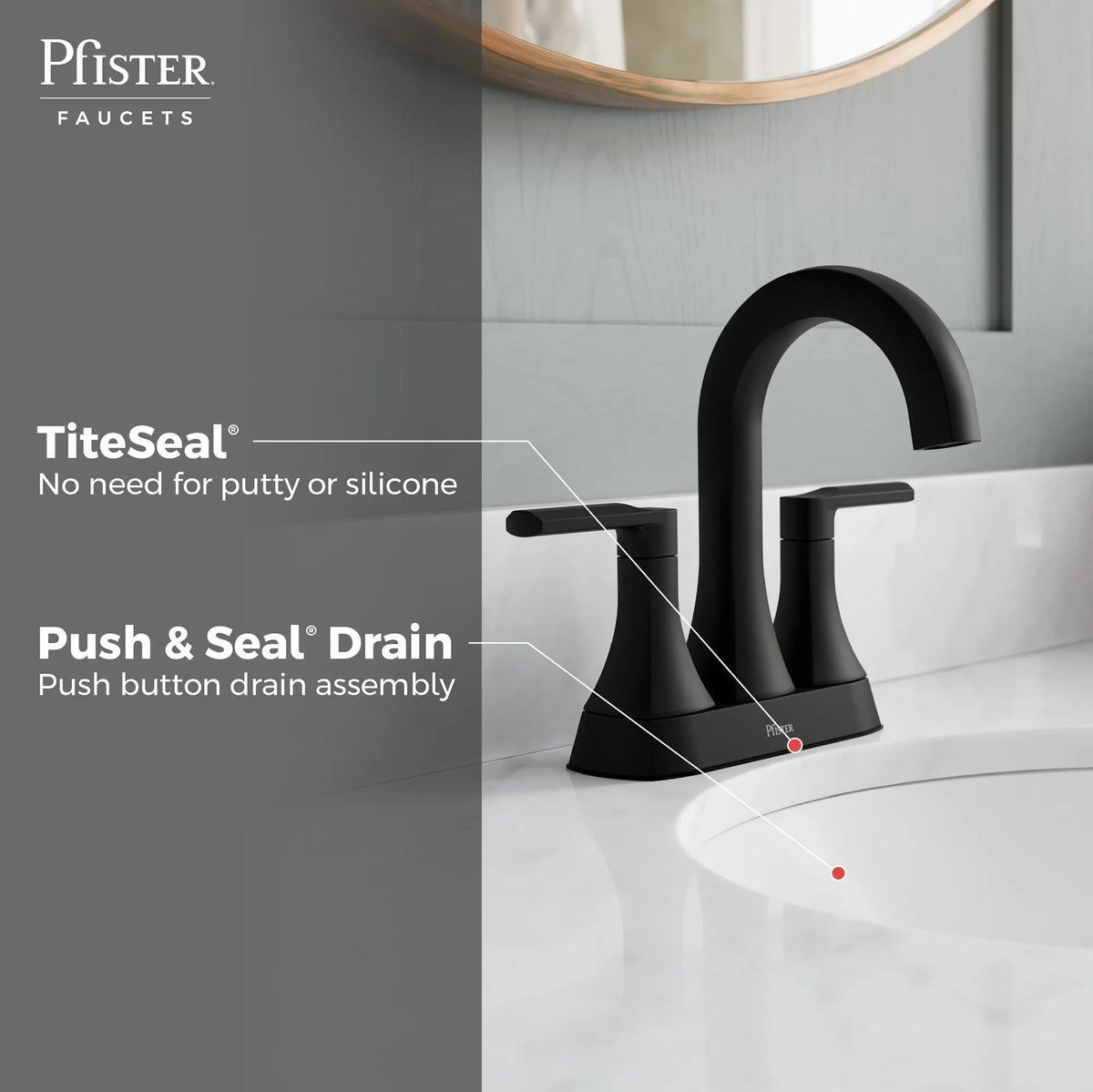Pfister Vaneri 2-Handle 4" Centerset Bathroom Faucet in Matte Black - view 4