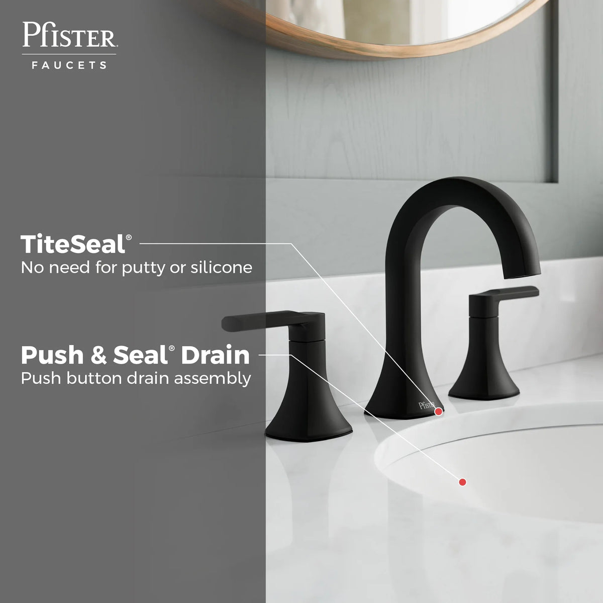 Pfister Vaneri 2-Handle 8" Widespread Bathroom Faucet in Matte Black - view 4
