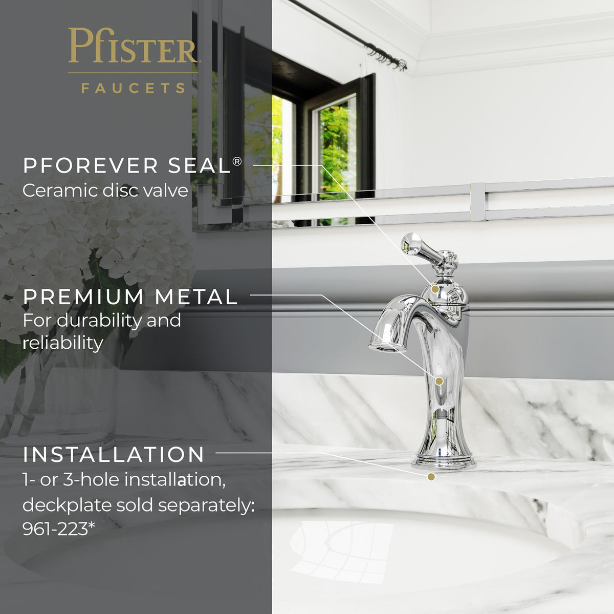 Pfister Tisbury Single Control Bathroom Faucet in Polished Chrome - view 6