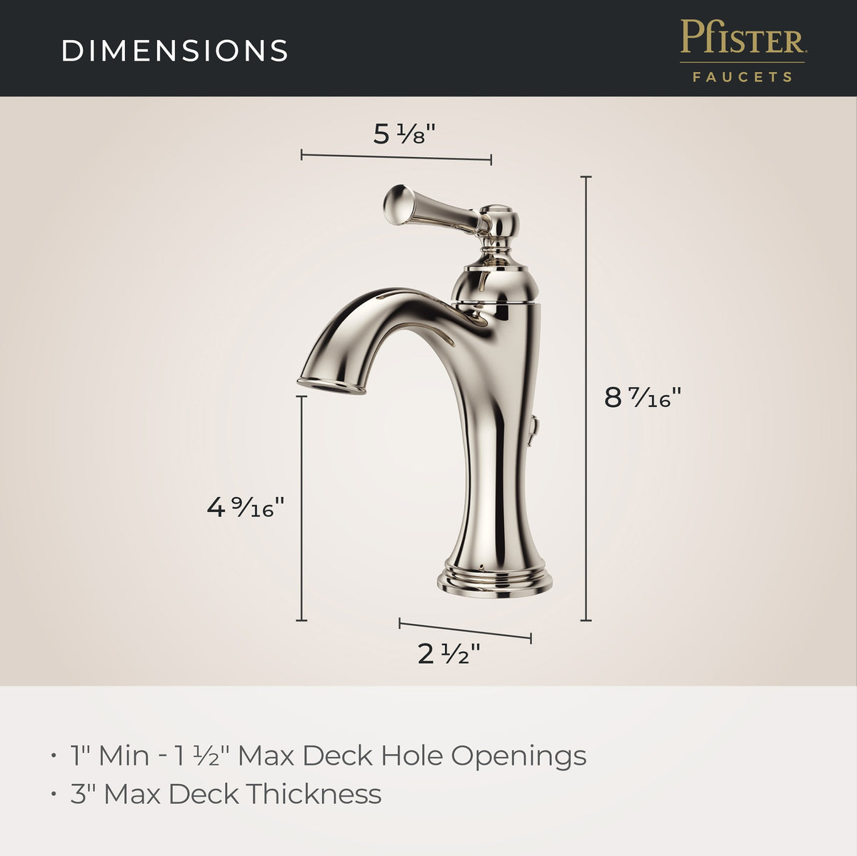Pfister Tisbury Single Control Bathroom Faucet in Polished Nickel - view 6