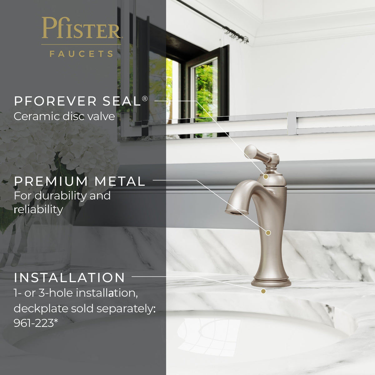 Pfister Tisbury Single Control Bathroom Faucet in Brushed Nickel - view 6