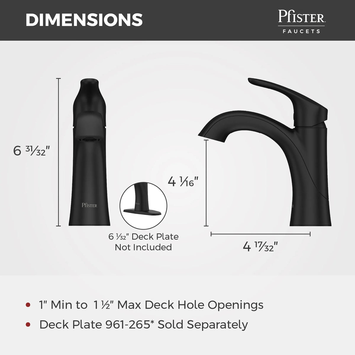 Pfister Weller Single Control Bathroom Faucet in Matte Black - view 10