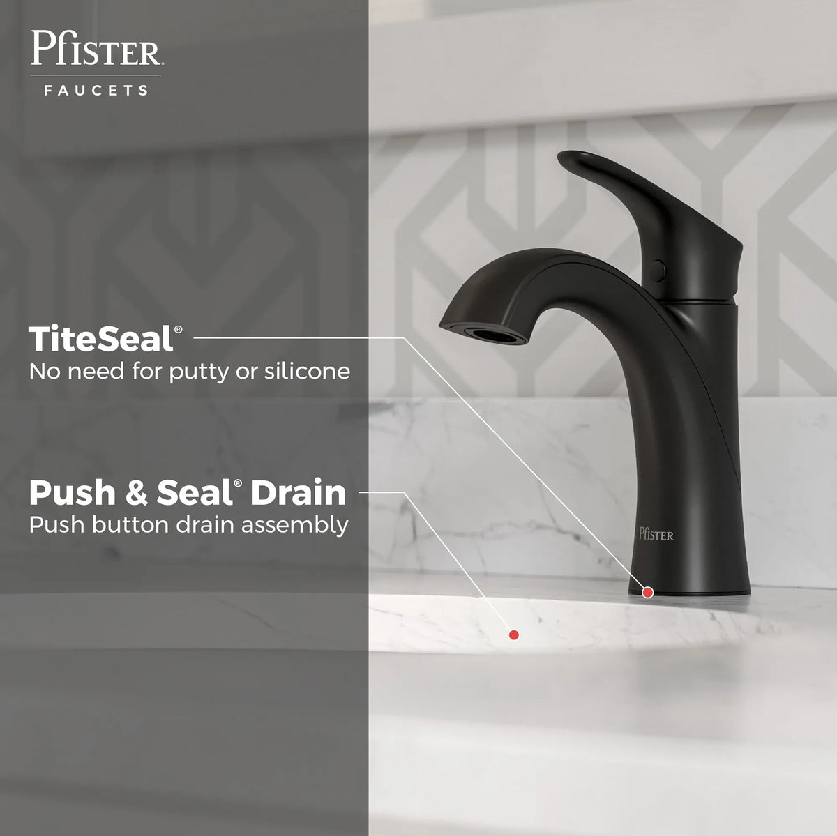 Pfister Weller Single Control Bathroom Faucet in Matte Black - view 11