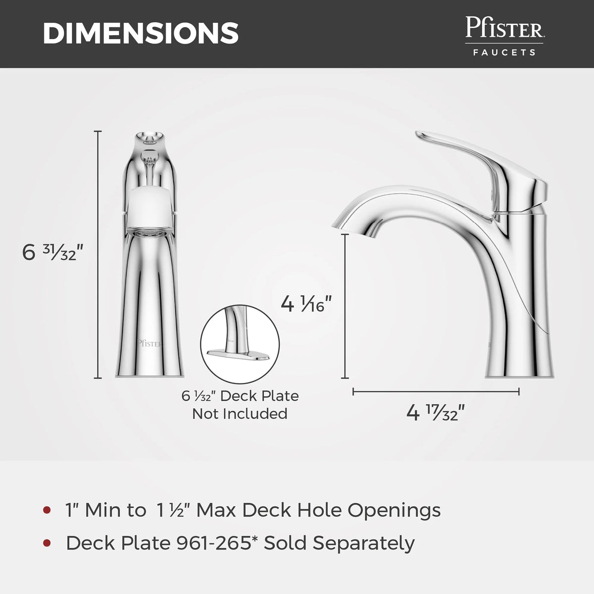 Pfister Weller Single Control Bathroom Faucet in Polished Chrome - view 10