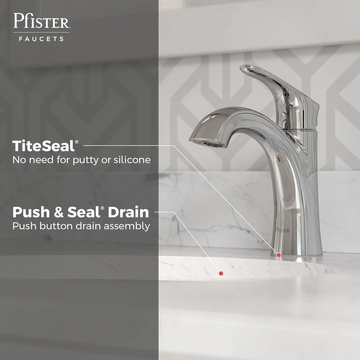 Pfister Weller Single Control Bathroom Faucet in Polished Chrome - view 11