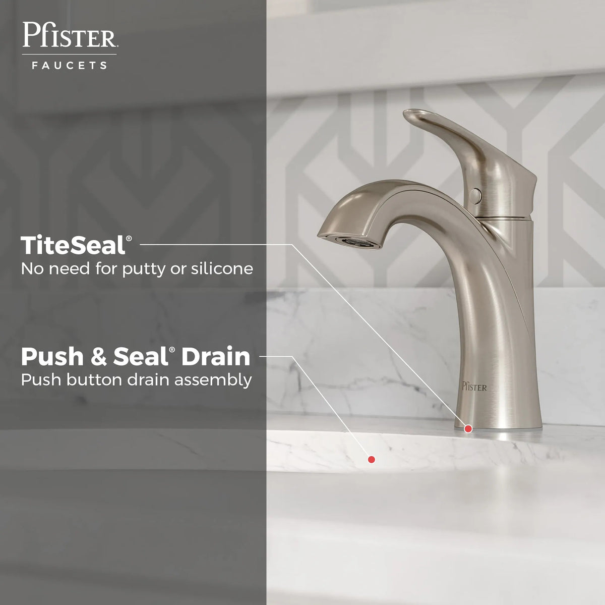 Pfister Weller Single Control Bathroom Faucet in Brushed Nickel - view 11