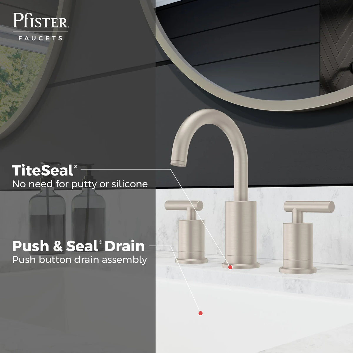 Pfister Contempra 2-Handle 8" Widespread Bathroom Faucet LG49-NCP in Brushed Nickel - view 5