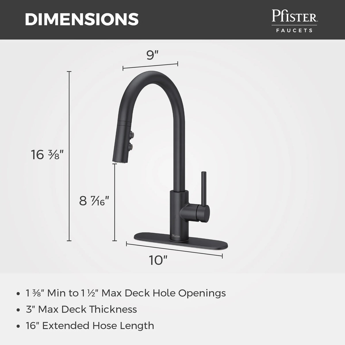 Pfister Stellen 1-Handle Pull-Down Kitchen Faucet in Matte Black - view 10