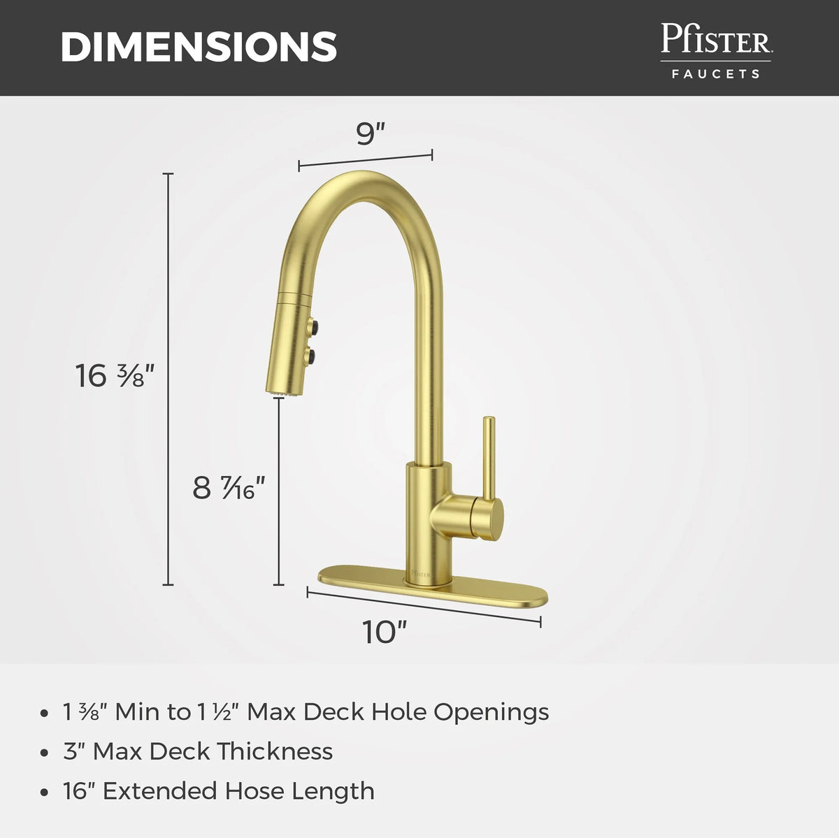 Pfister Stellen 1-Handle Pull-Down Kitchen Faucet in Brushed Gold - view 9