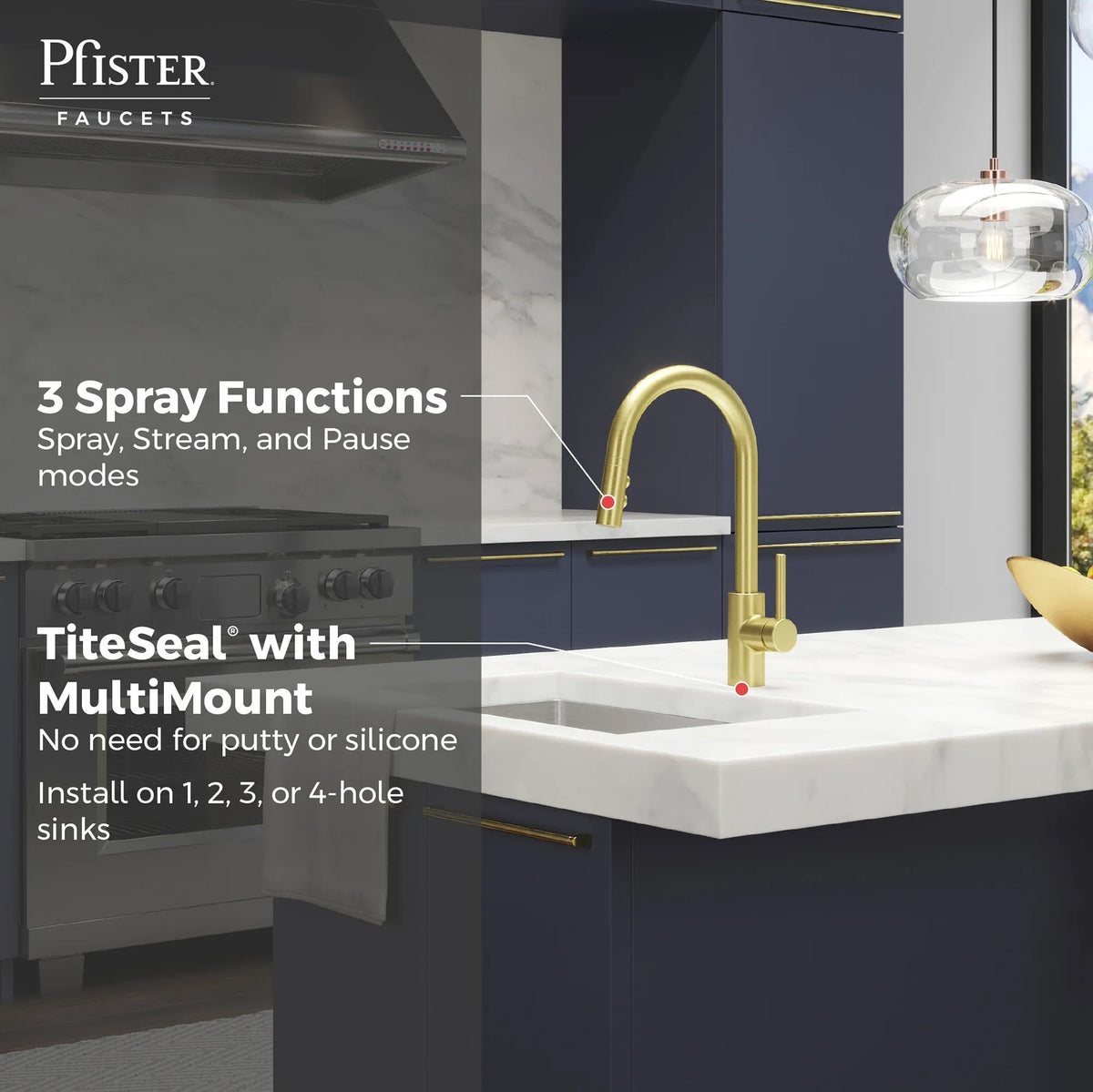 Pfister Stellen 1-Handle Pull-Down Kitchen Faucet in Brushed Gold - view 10