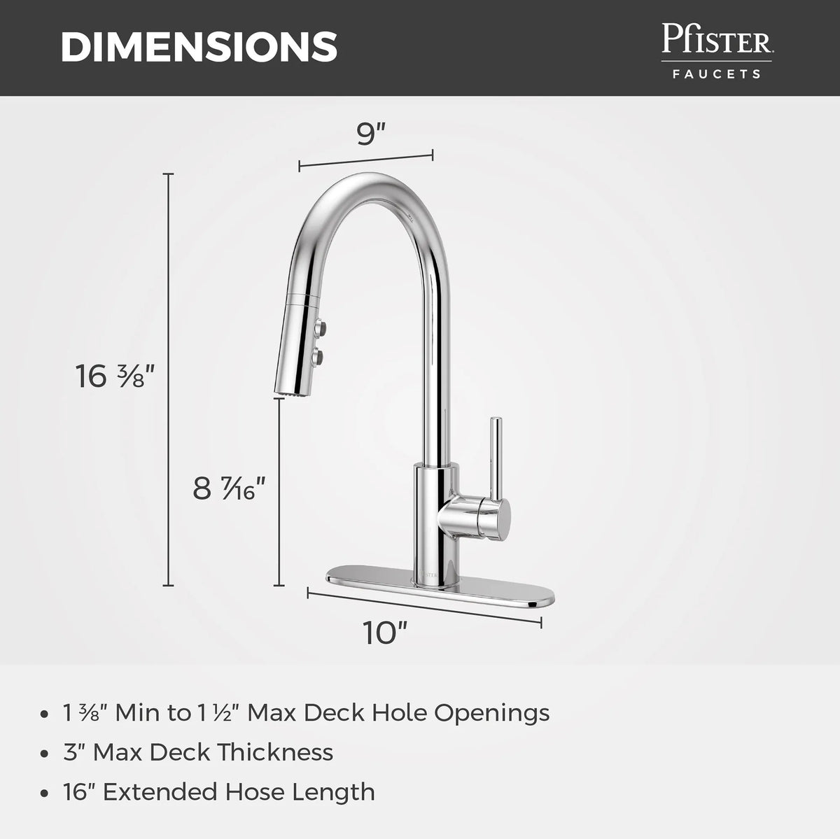 Pfister Stellen 1-Handle Pull-Down Kitchen Faucet in Polished Chrome - view 3