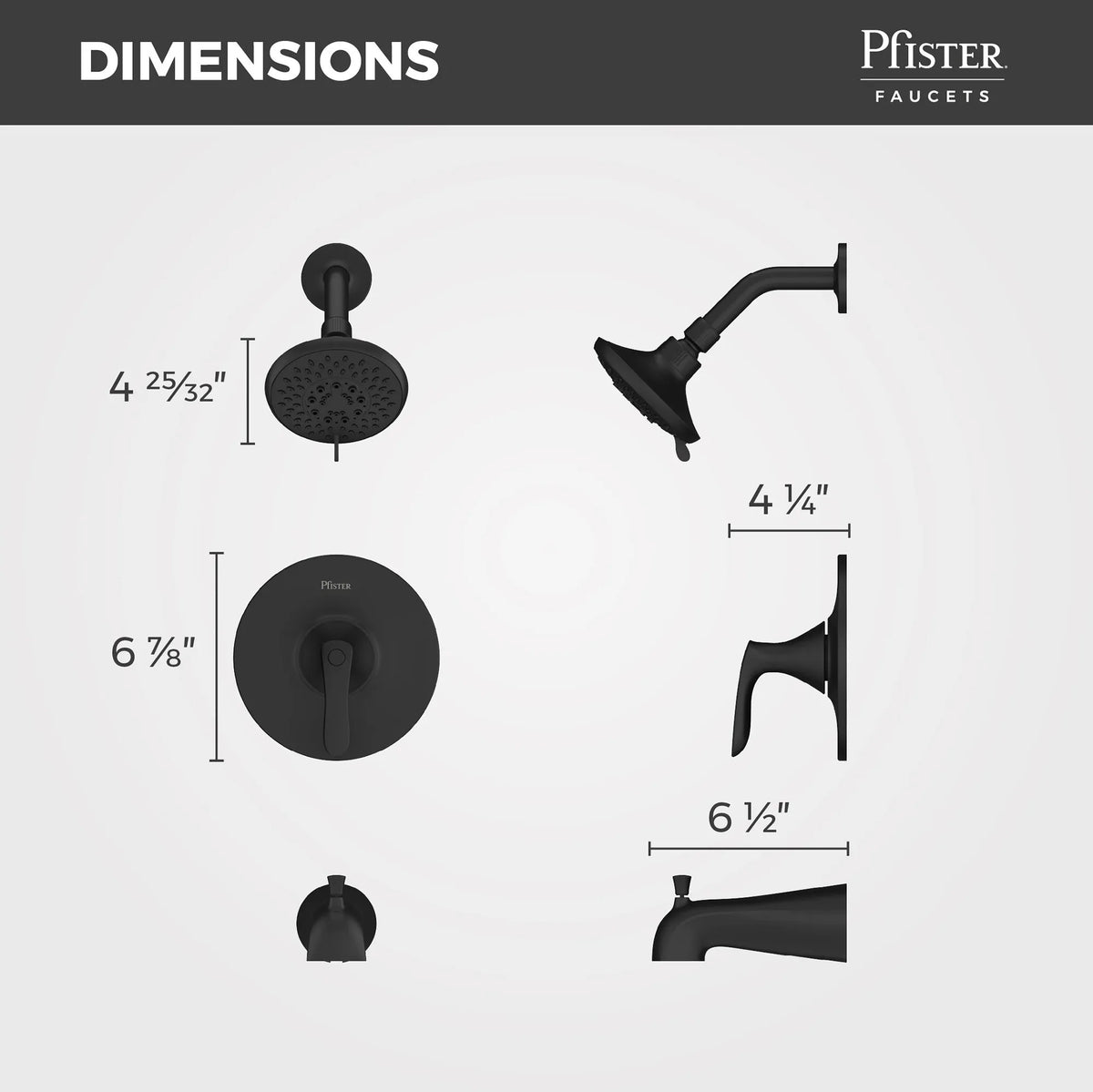 Pfister Weller 1-Handle Tub & Shower Trim Kit in Matte Black - view 7
