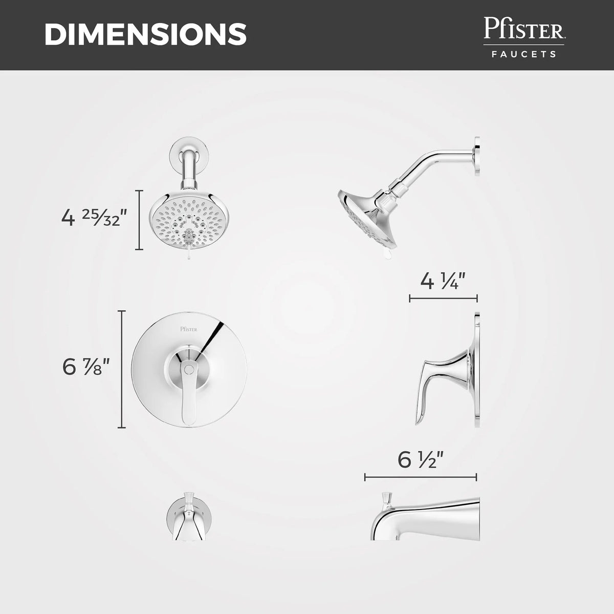 Pfister Weller 1-Handle Tub & Shower Trim Kit in Polished Chrome - view 7