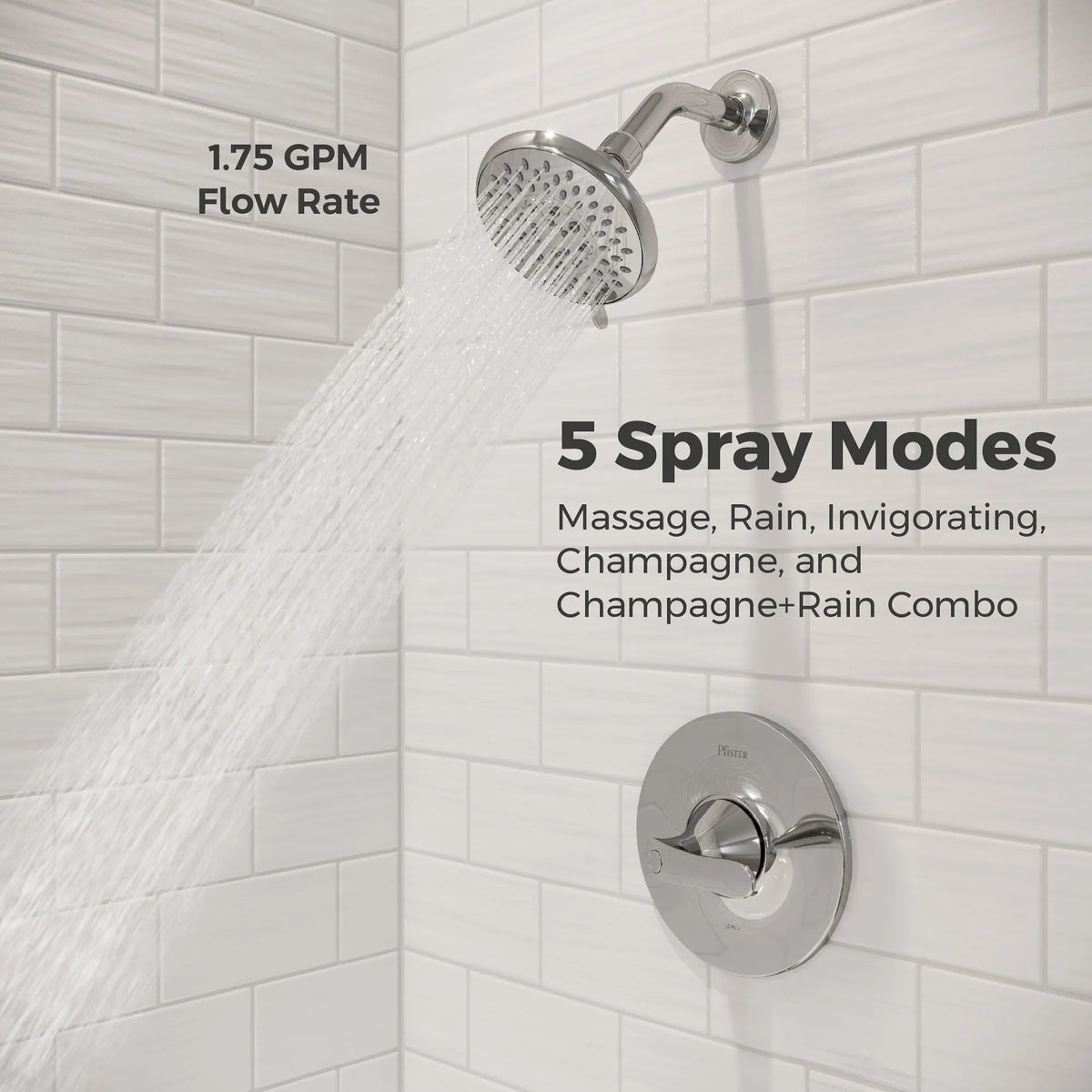Pfister Weller 1-Handle Tub & Shower Trim Kit in Polished Chrome - view 9