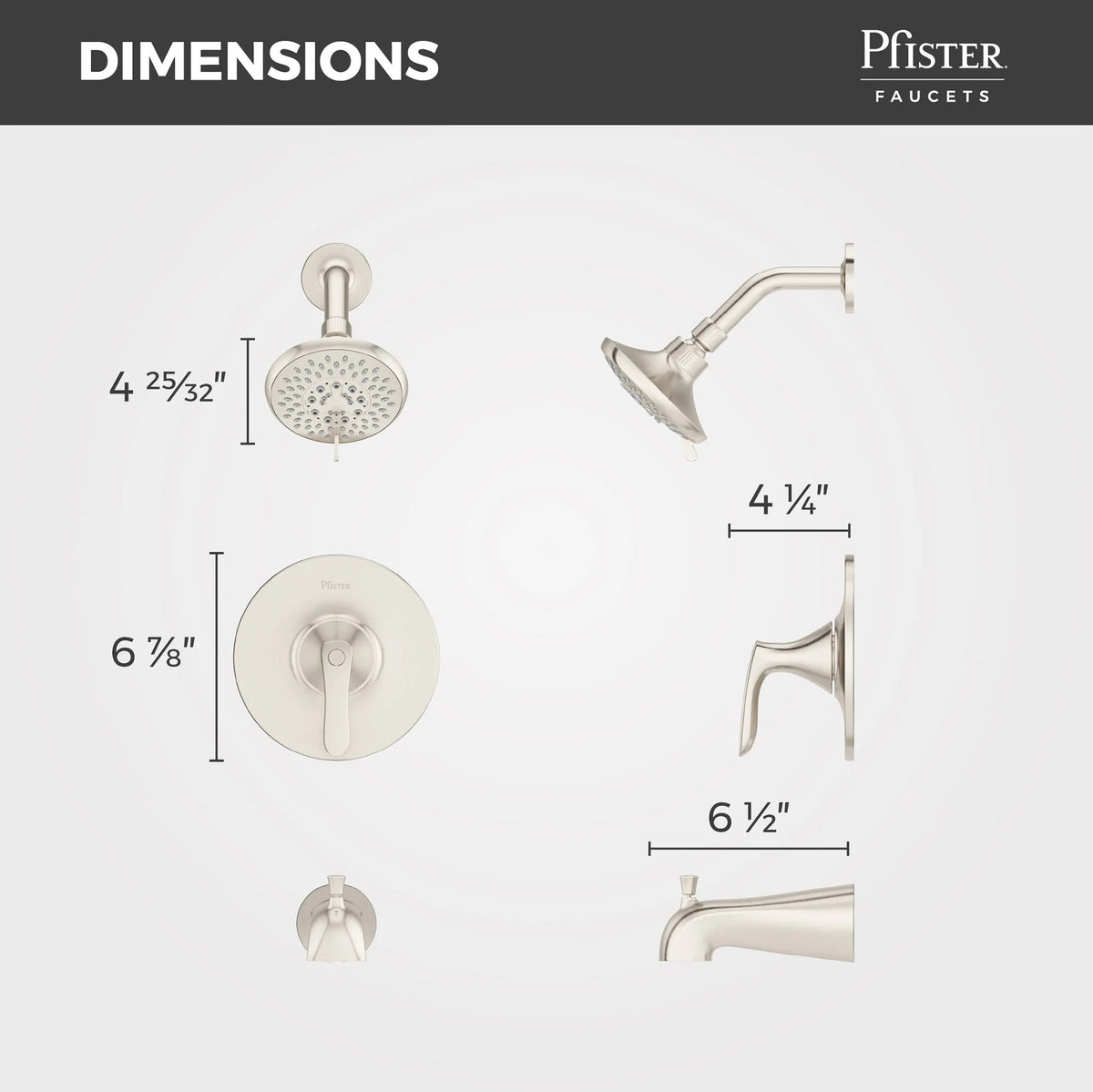 Pfister Weller 1-Handle Tub & Shower Trim Kit in Brushed Nickel - view 7