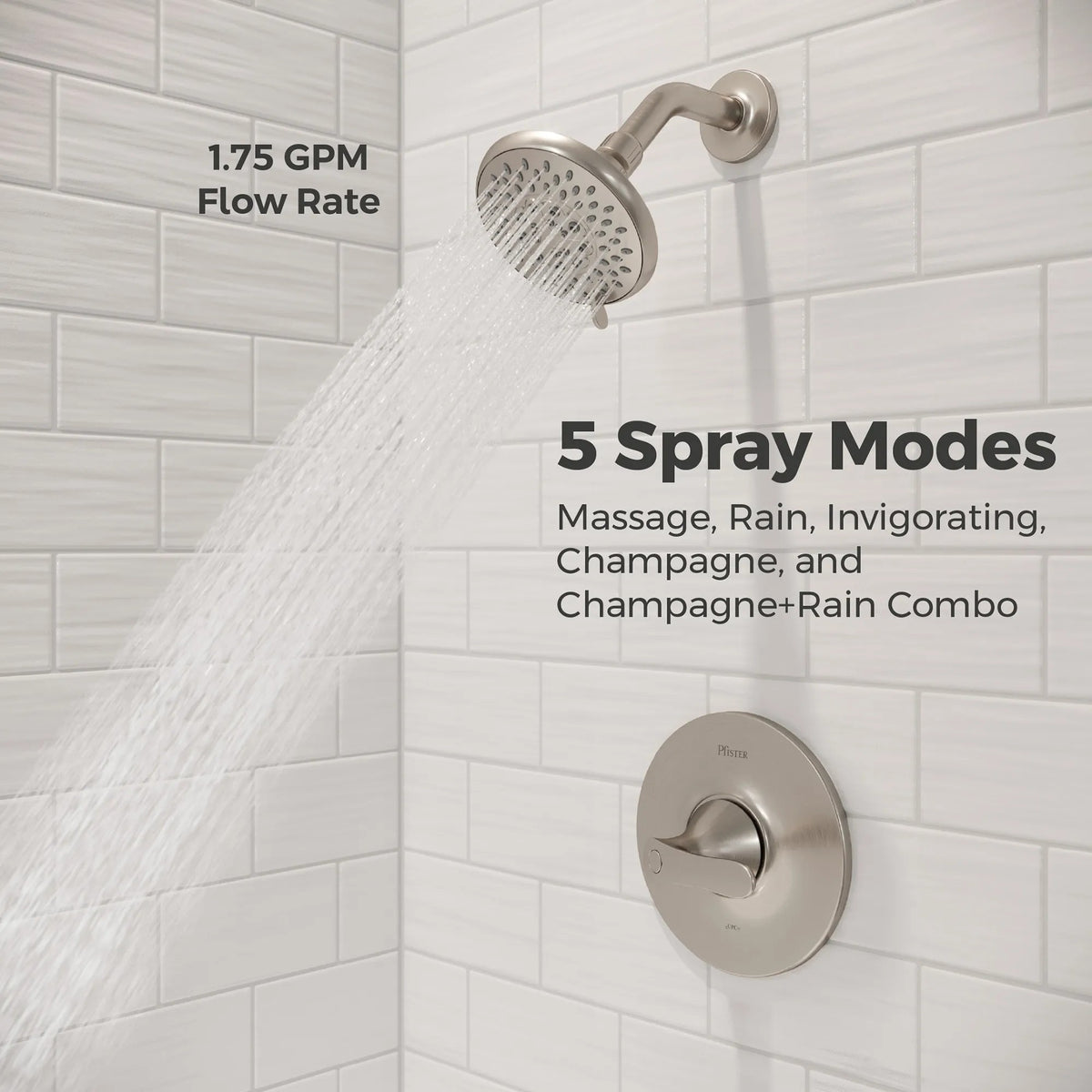 Pfister Weller 1-Handle Tub & Shower Trim Kit in Brushed Nickel - view 9
