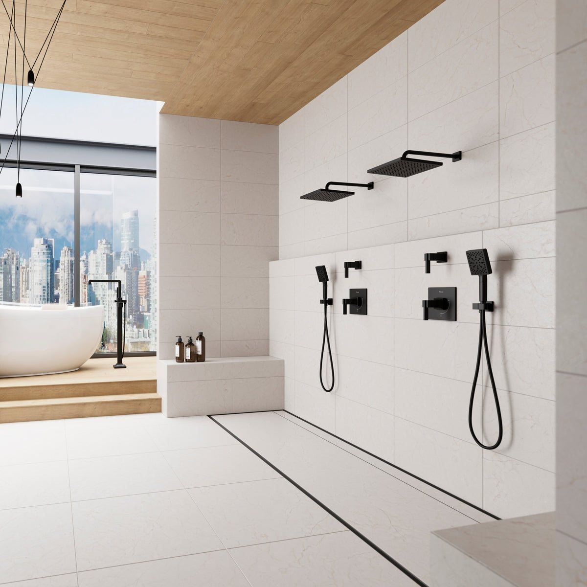 Pfister Modern Square Multi-Function Hand Shower in Spot Defense Matte Black - view 6
