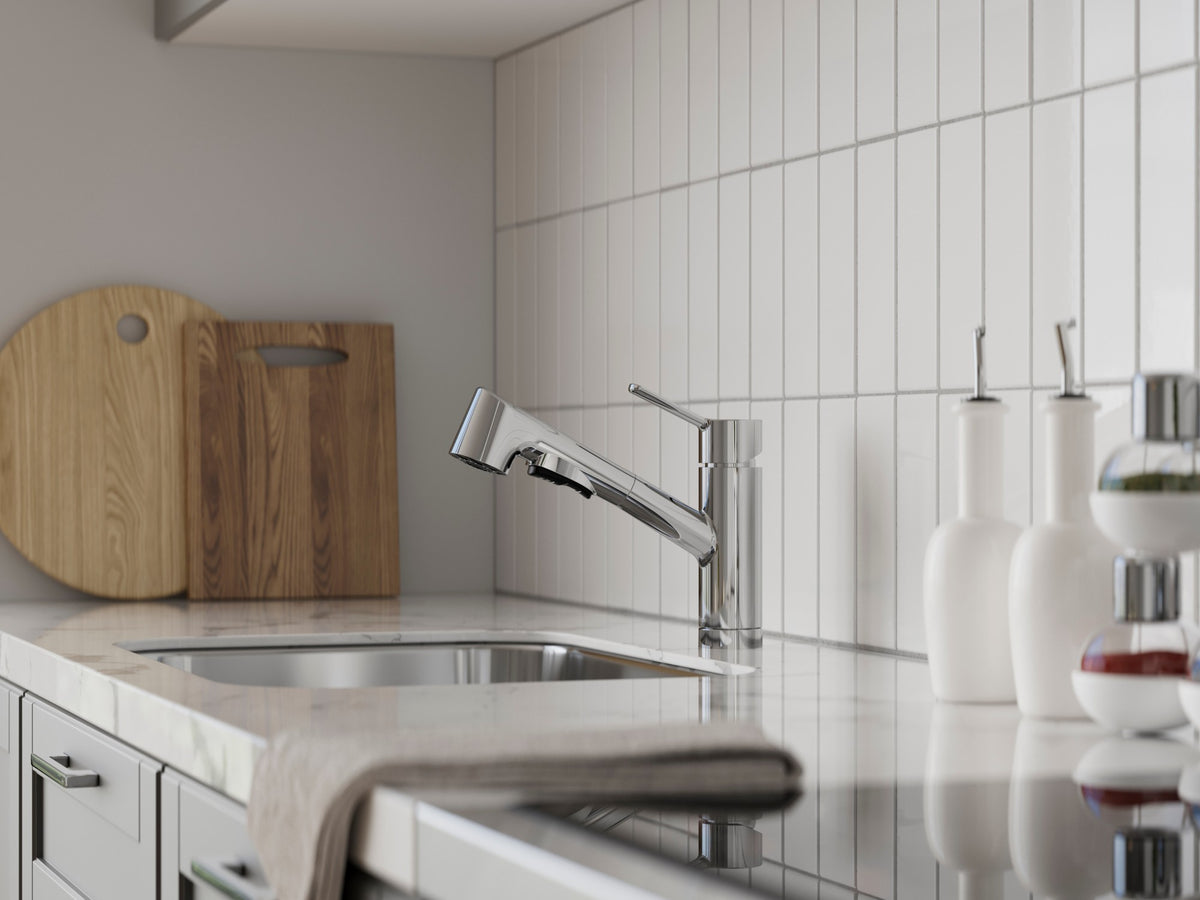 Pfister Pfirst Modern 1-Handle Pull-Out Kitchen Faucet in Polished Chrome - view 3