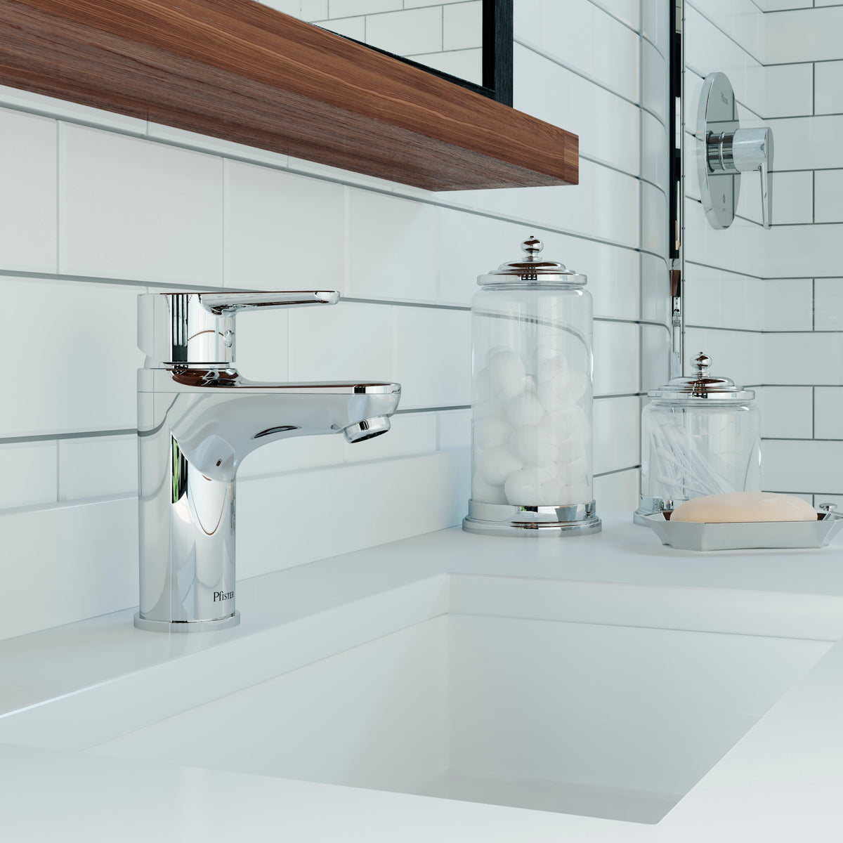 Pfister Pfirst Modern Single Control Bathroom Faucet in Polished Chrome - view 2