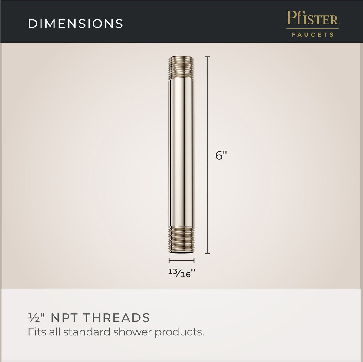Pfister Universal 6" Ceiling Mount in Polished Nickel - view 4