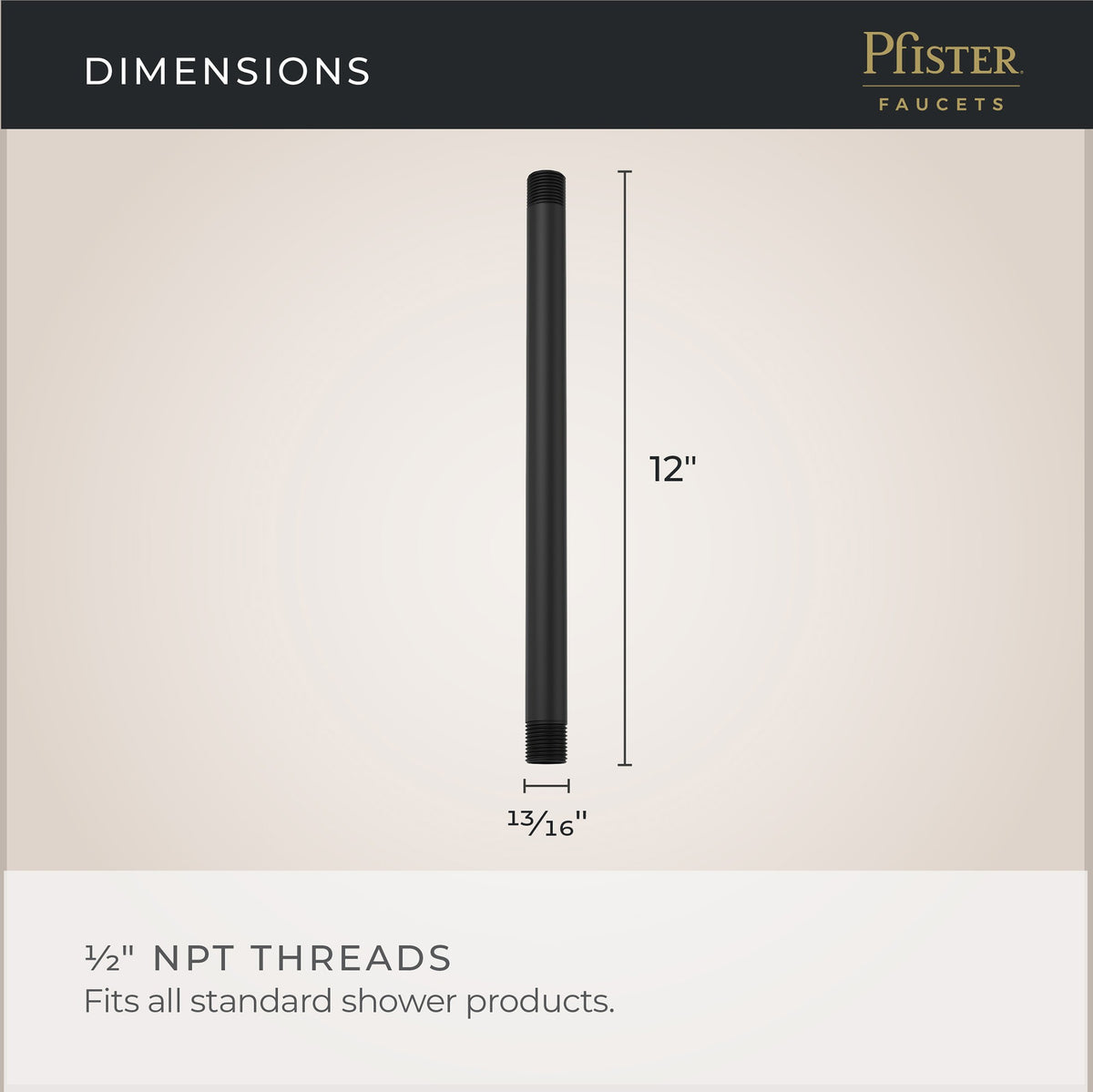 Pfister Universal 12" Ceiling Mount in Matte Black - view 4