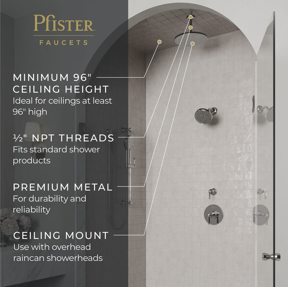 Pfister Universal 12" Ceiling Mount in Polished Chrome - view 5