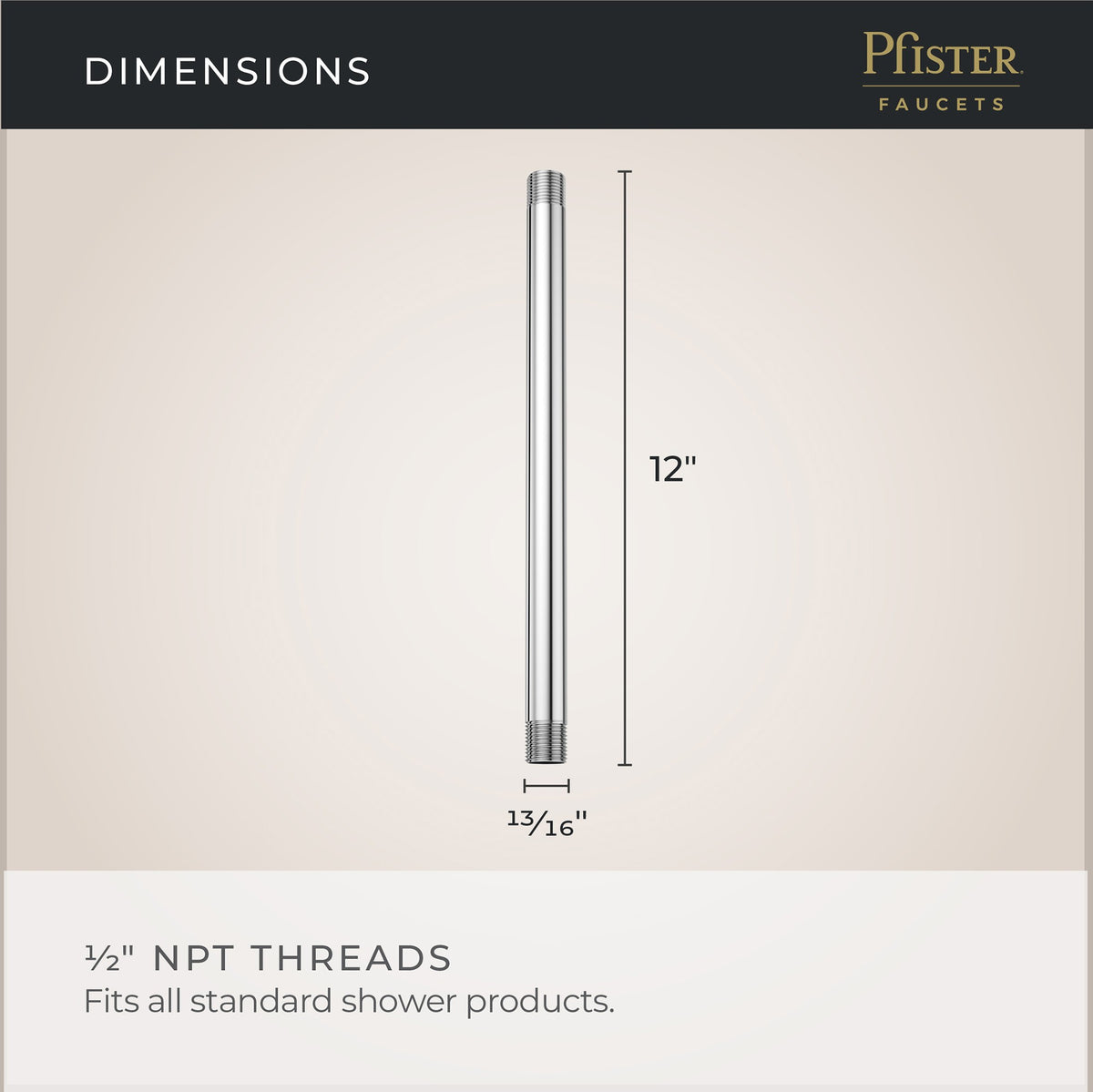 Pfister Universal 12" Ceiling Mount in Polished Chrome - view 4