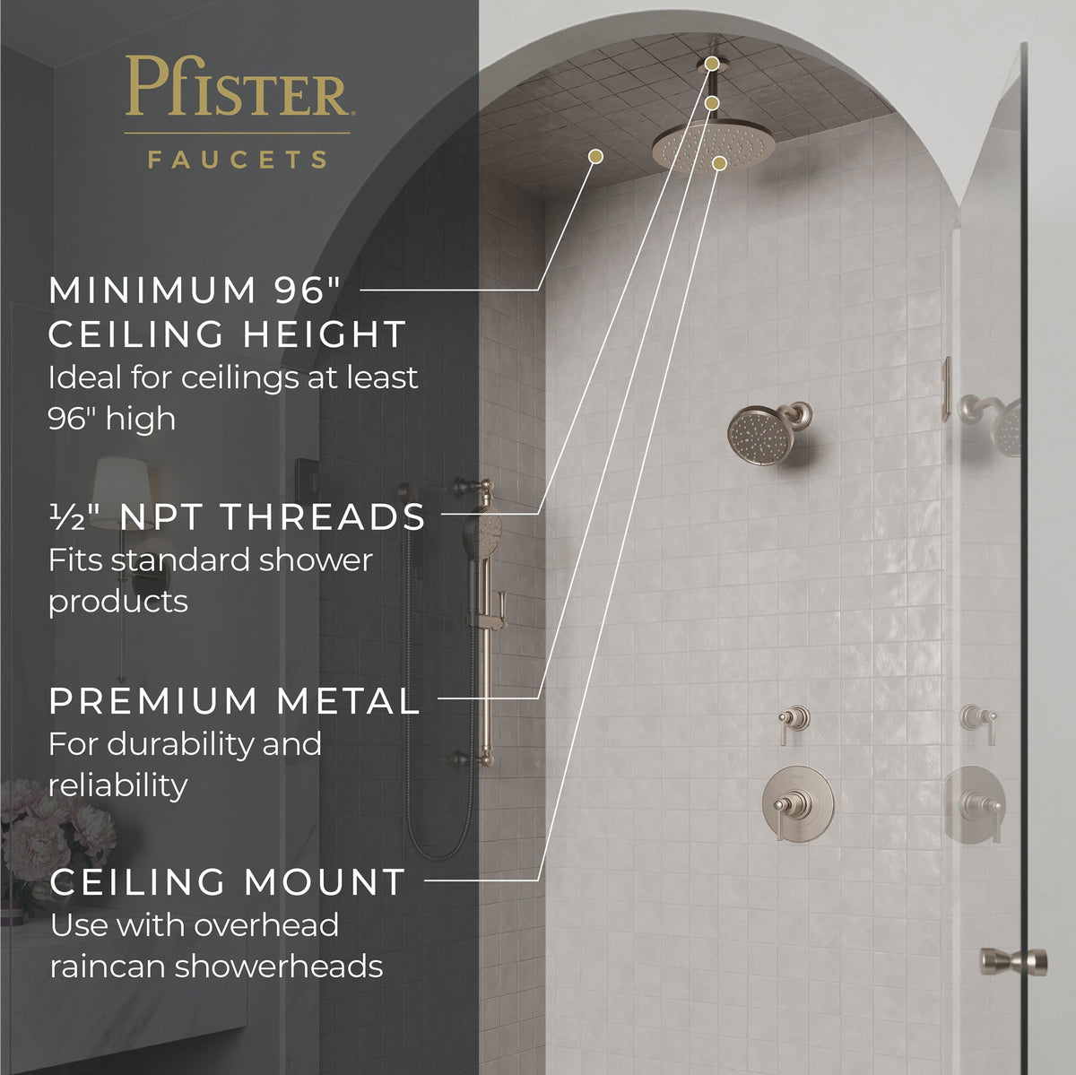 Pfister Universal 12" Ceiling Mount in Brushed Nickel - view 4