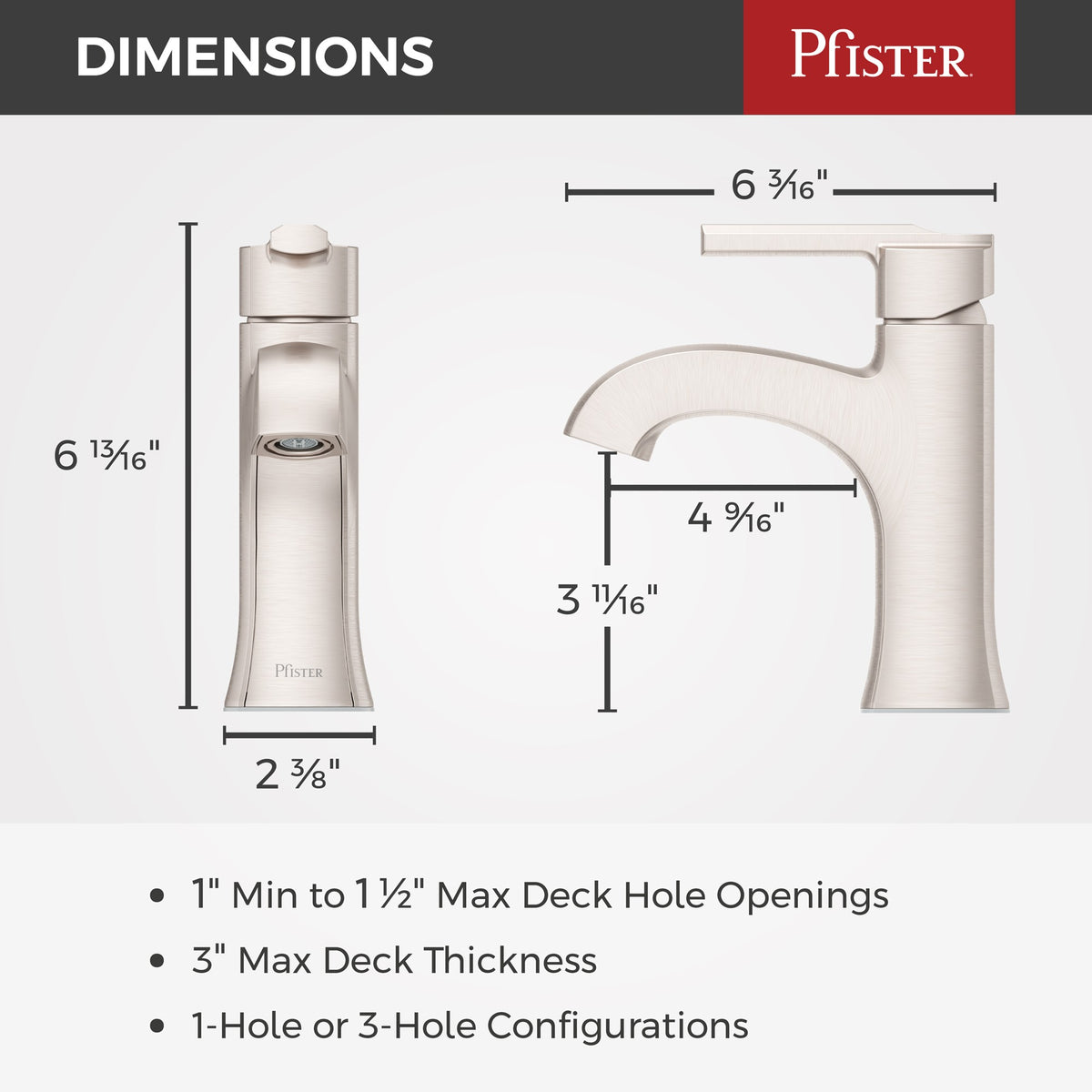 Pfister LF-042-VRIGS Spot Defense Brushed Nickel - dimensions