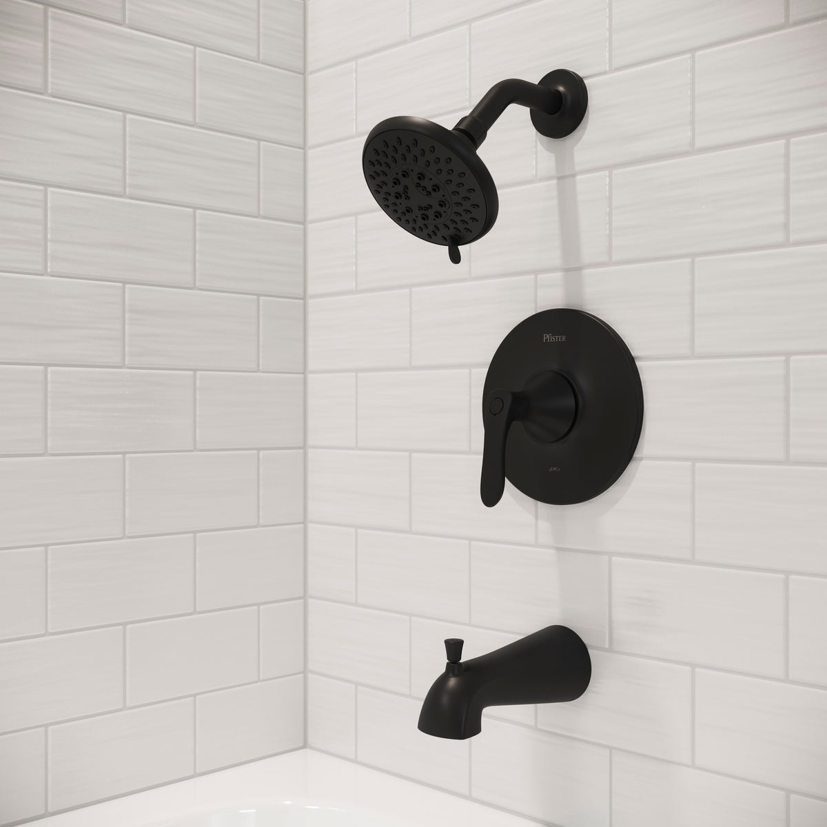Pfister Weller 1-Handle Tub & Shower Trim Kit in Matte Black - view 6