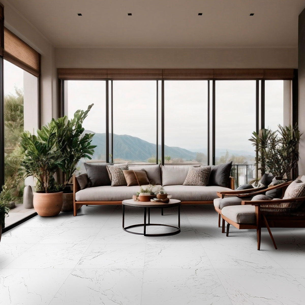 MSI Pietra Carrara 12 x 24 Matte Porcelain tile (NCAR1224-N) – MSI room scene (living room)