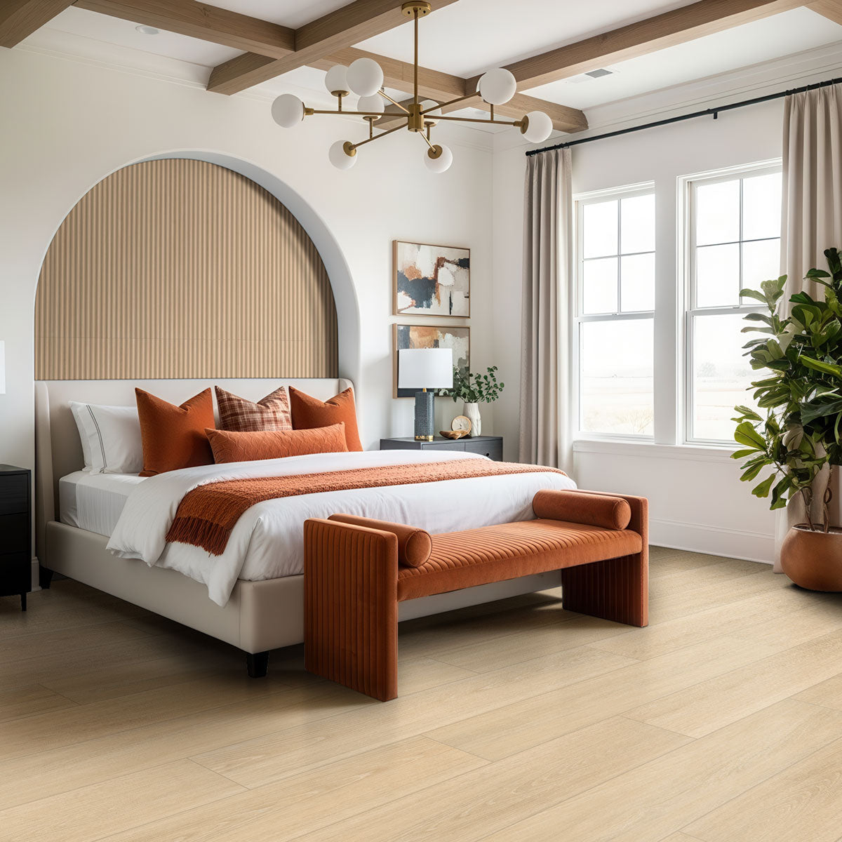 MSI Placero Oak 10 x 60 Matte Porcelain tile (NPLAOAK10X60) – MSI room scene (bedroom)