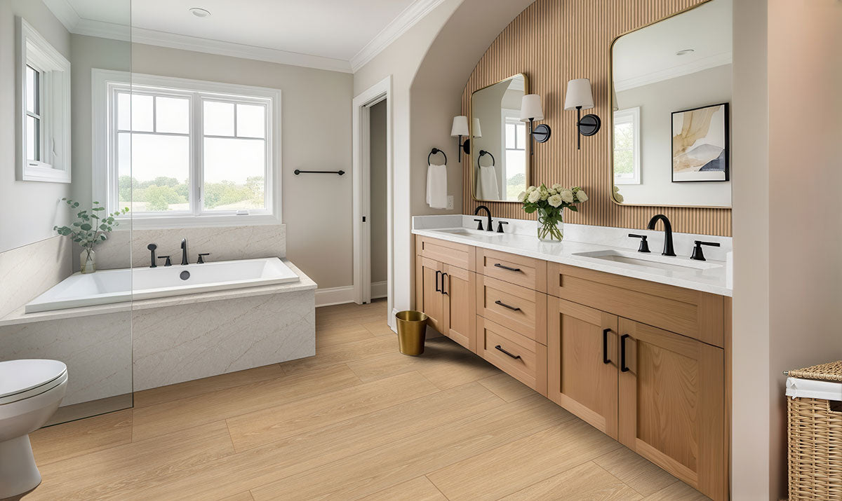 MSI Placero Timber 10 x 60 Matte Porcelain tile (NPLATIM10X60) – MSI room scene (bathroom)