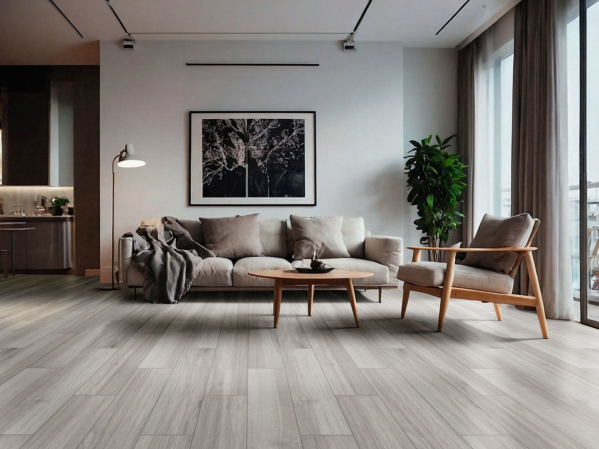MSI Havenwood Platinum 8 x 36 Matte Porcelain tile (NHAVPLA8X36) – MSI room scene (living room)