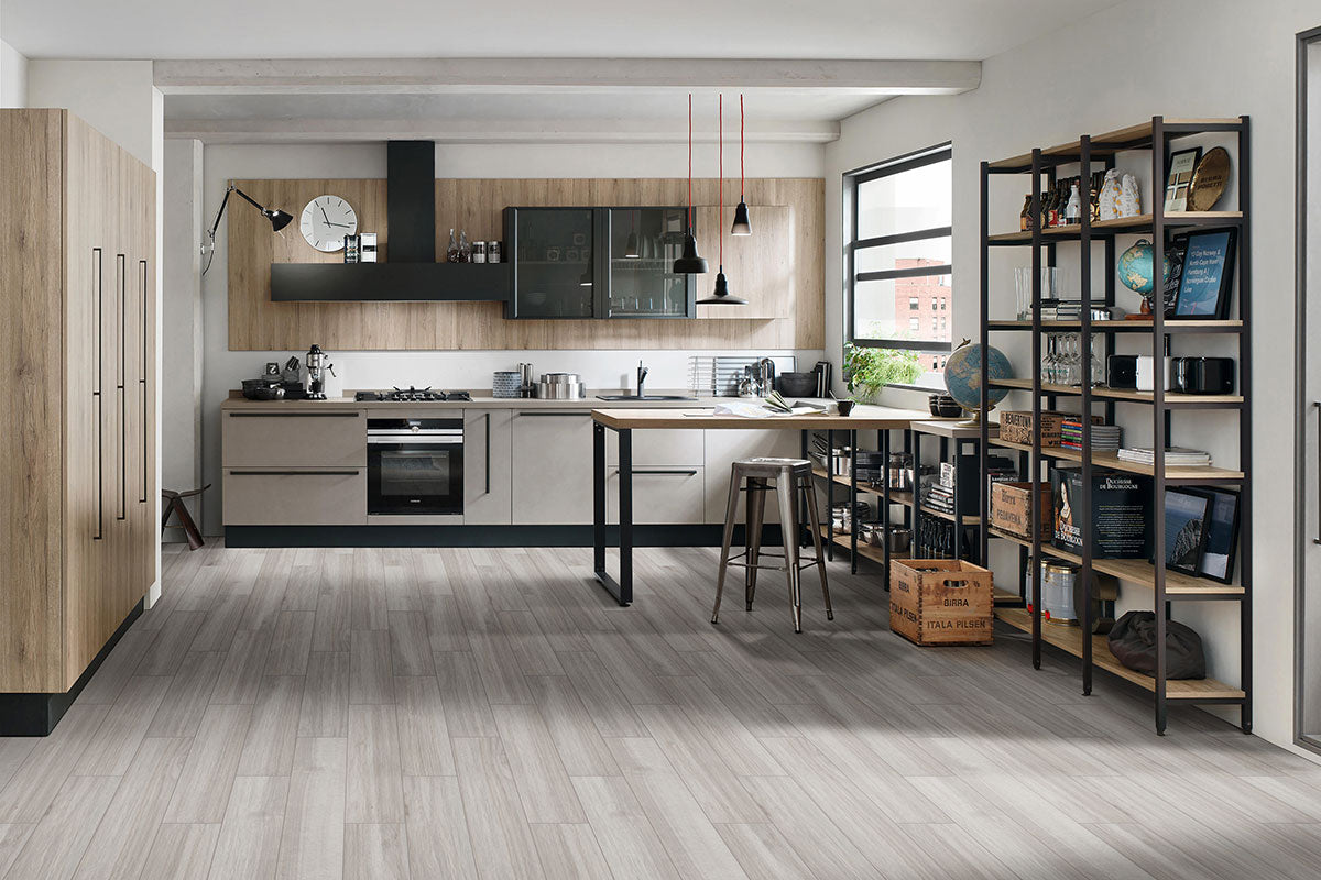 MSI Havenwood Platinum 8 x 36 Matte Porcelain tile (NHAVPLA8X36) – MSI room scene (kitchen)